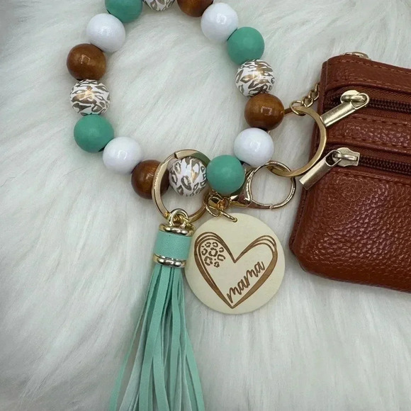 Carmella Brown Wristlet Wallet with Mom Keychain tassel - Picture 3 of 8